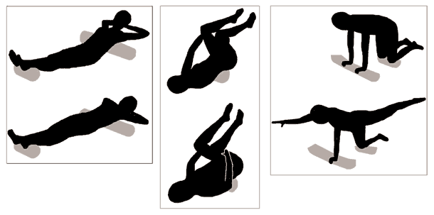 Illustrations of people doing foam roller stretching
